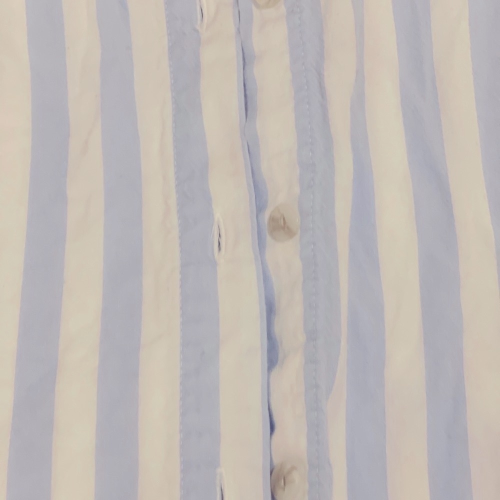 Pale blue striped solid cotton button down - Picture 3 of 6